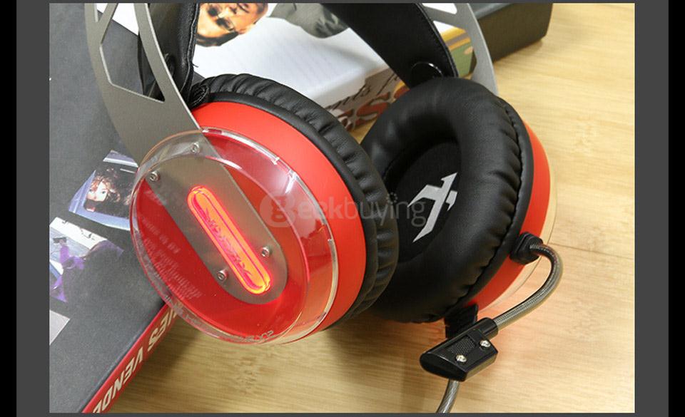 Xiberia X12 Over-ear USB Gaming Headsets Noise Canceling Surrounded Sound Luminous LED Light Headphones with Mic - Red