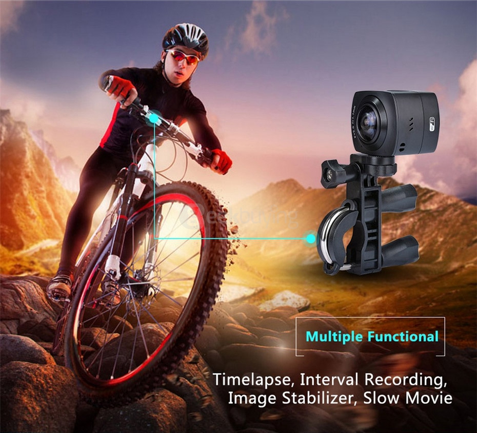 AMKOV AMK100S 360 Degrees Panoramic Camera Mini VR Camera 1440P 30fps 8.0MP CMOS Sports Camera