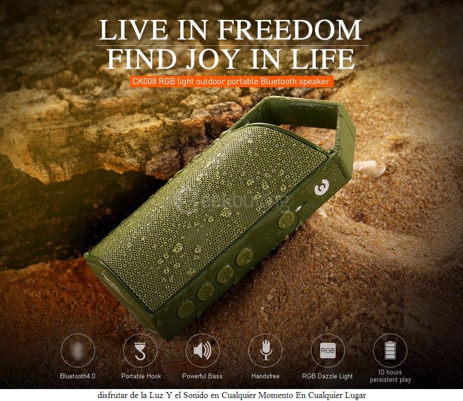CKY CK008 Bluetooth Speaker EDR Tech 2.1Mbps With LED Lights for iPhone IPOD IPAD MP3/MP4 PSV - Army Green