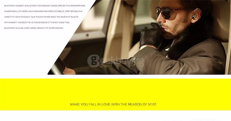 DACOM M10 Mini Wireless Bluetooth 4.0 Sports Ear-hook Headset with Microphone CVC6.0 Noise Cancelling - Black