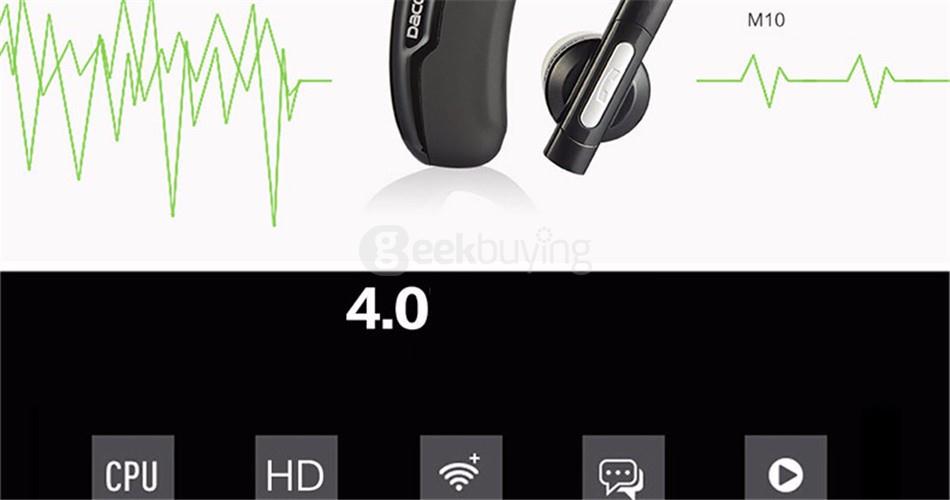 DACOM M10 Mini Wireless Bluetooth 4.0 Sports Ear-hook Headset with Microphone CVC6.0 Noise Cancelling - Black