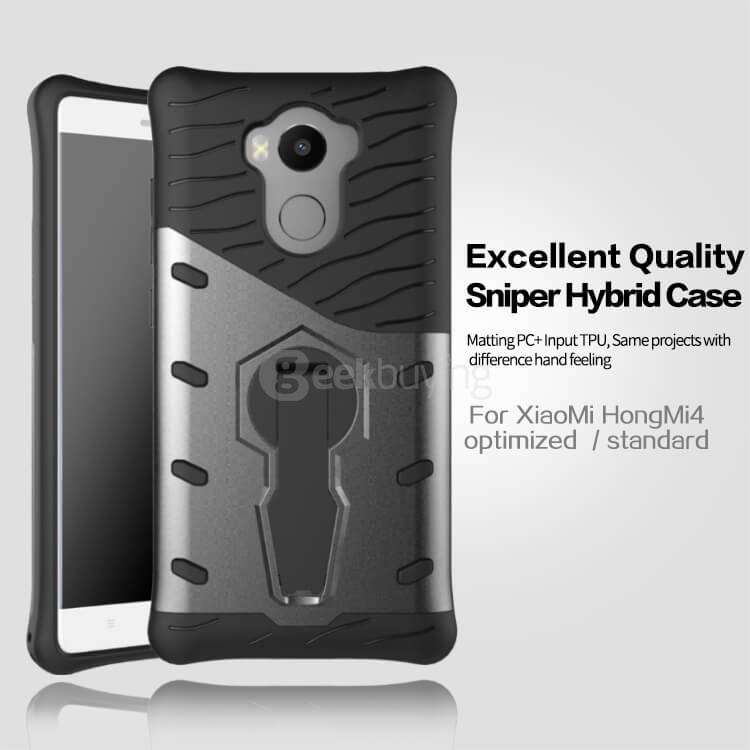 Armour Series Protective Phone Case 360 Degree Rotating Bracket Stand Cover For Xiaomi Redmi 4/4 Pro- Black