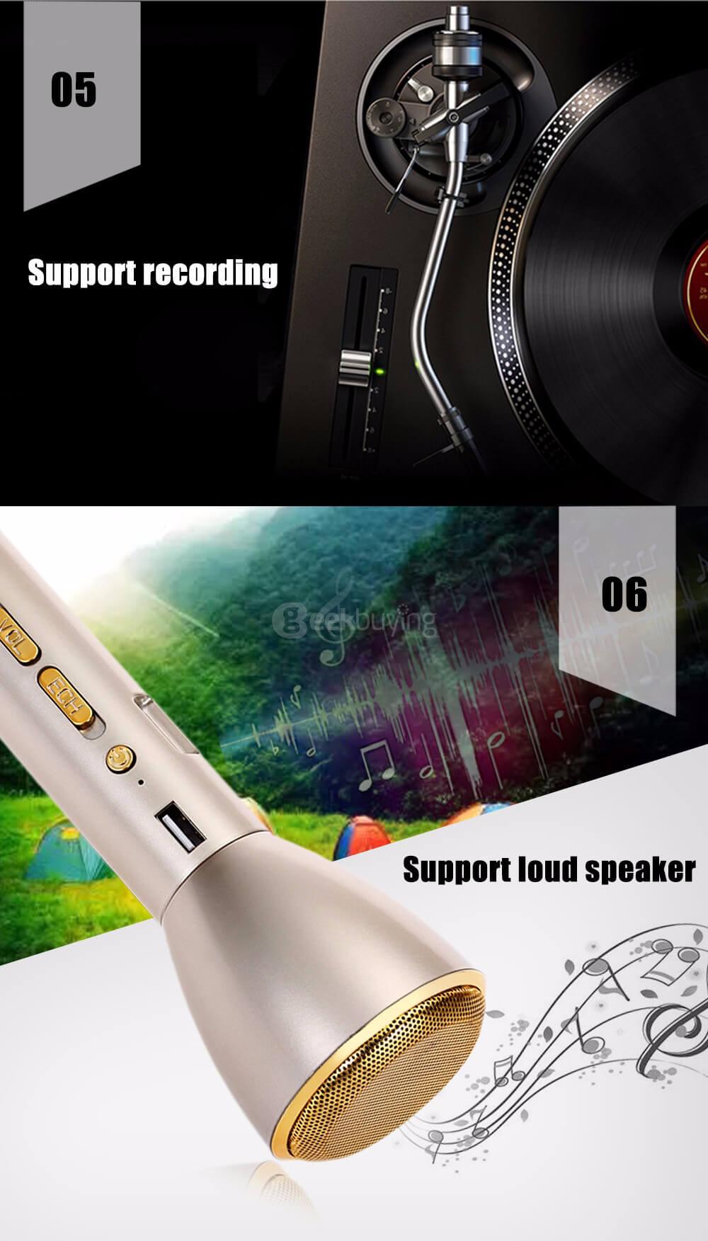 K088 Wireless Bluetooth Microphone Speaker Mini Handheld Portable Microphone - Pink