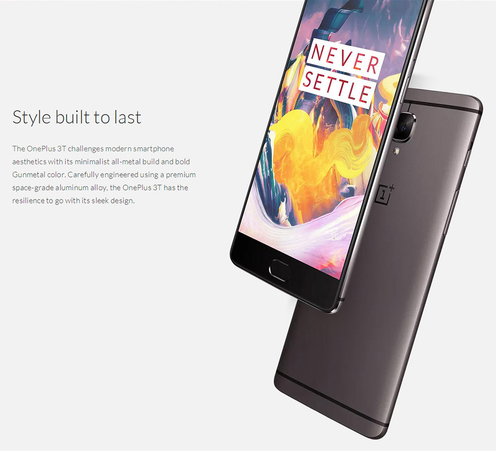 ONEPLUS 3T(A3010) 5.5inch AMOLED FHD 2.5D Corning Gorilla Glass 4 Screen Android 6.0 OS Smartphone Qualcomm Snapdragon 821 2.35GHz Quad Core 6GB 128GB 16.0MP+16.0MP Dash Charge Touch ID NFC Type-C - Soft Gold
