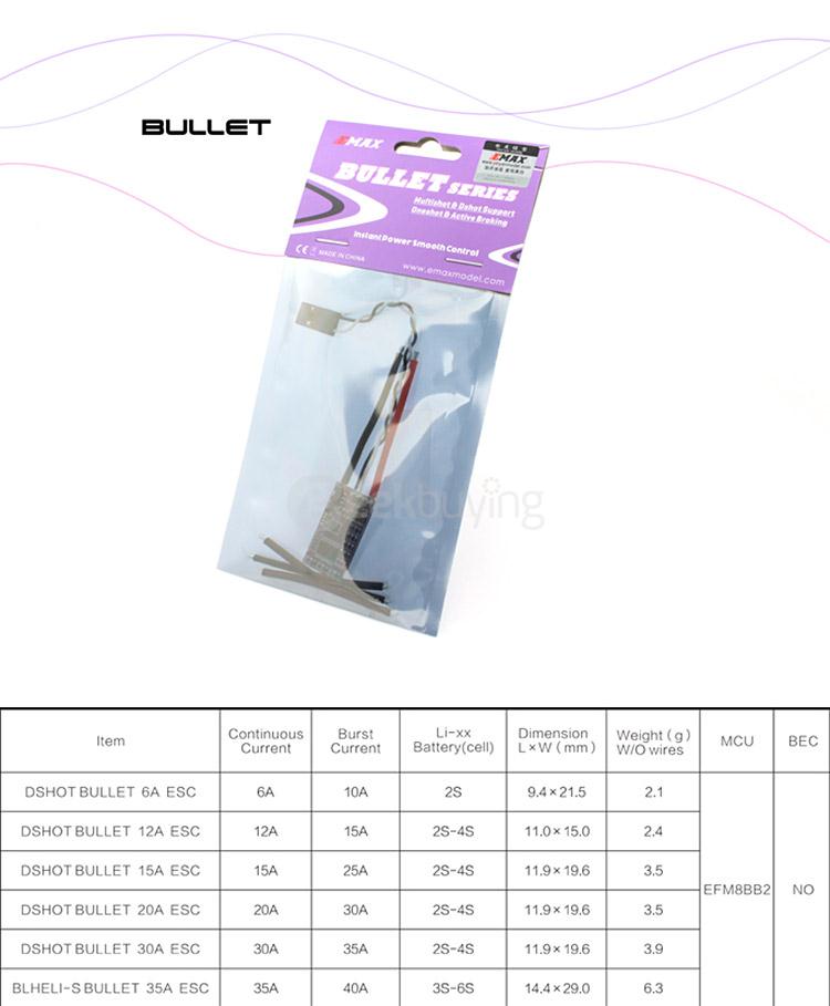 Emax BULLET Series 20A 2-4S BLHeli S ESC Support Onshot42 Multishot D-shot For FPV Racing Drone