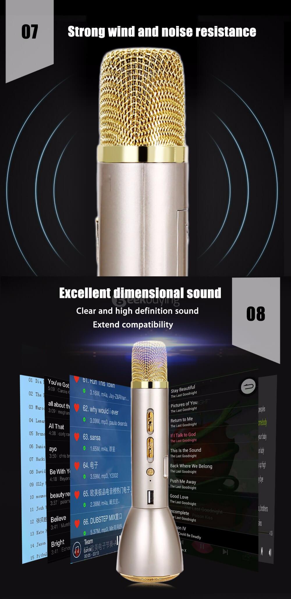 K088 Wireless Bluetooth Microphone Speaker Mini Handheld Portable Microphone - Pink