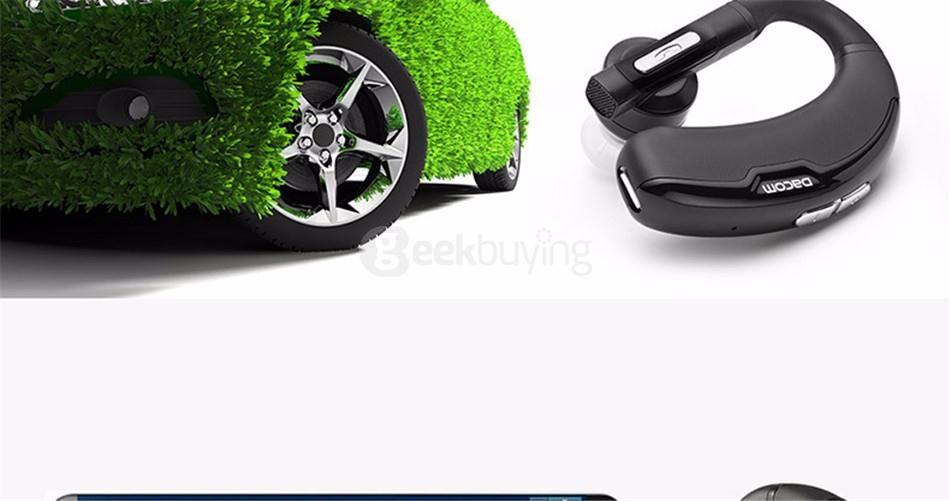 DACOM M10 Mini Wireless Bluetooth 4.0 Sports Ear-hook Headset with Microphone CVC6.0 Noise Cancelling - Black
