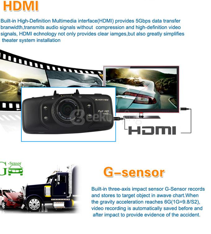 BLACKVIEW GS9000 Ambarella H.264 Full HD 1920*1080P 30fps 2.7Inch 178 Degree Angle Car DVR Recorder with GPS G-sensor