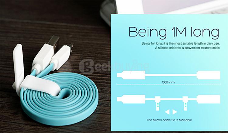 ROCK C2 Micro Data Charging Cable 1M With Cable Tie High Quality Fast Charging -White