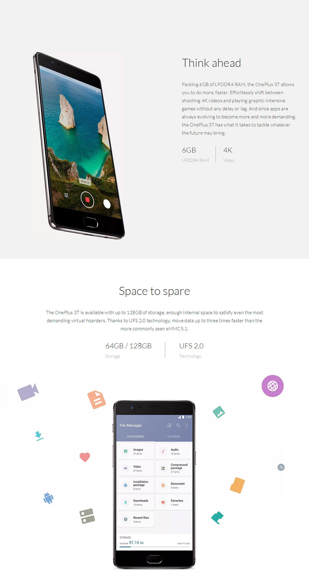 ONEPLUS 3T(A3010) 5.5inch AMOLED FHD 2.5D Corning Gorilla Glass 4 Screen Android 6.0 OS Smartphone Qualcomm Snapdragon 821 2.35GHz Quad Core 6GB 128GB 16.0MP+16.0MP Dash Charge Touch ID NFC Type-C - Soft Gold