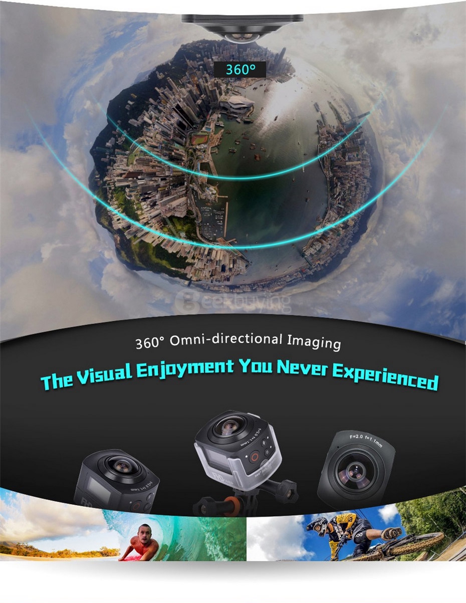 AMKOV AMK100S 360 Degrees Panoramic Camera Mini VR Camera 1440P 30fps 8.0MP CMOS Sports Camera