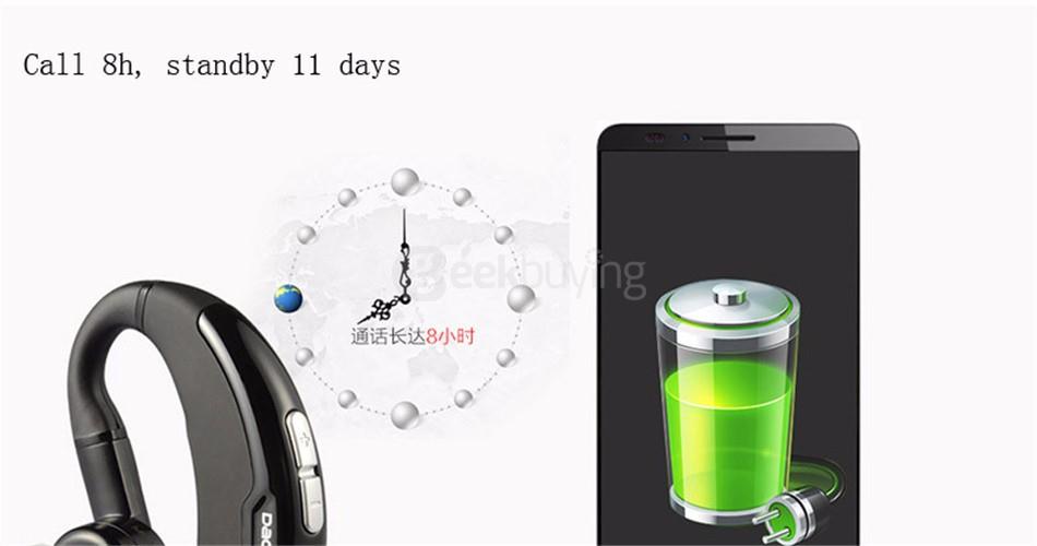 DACOM M10 Mini Wireless Bluetooth 4.0 Sports Ear-hook Headset with Microphone CVC6.0 Noise Cancelling - Black