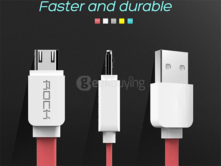 ROCK C2 Micro Data Charging Cable 1M With Cable Tie High Quality Fast Charging -White