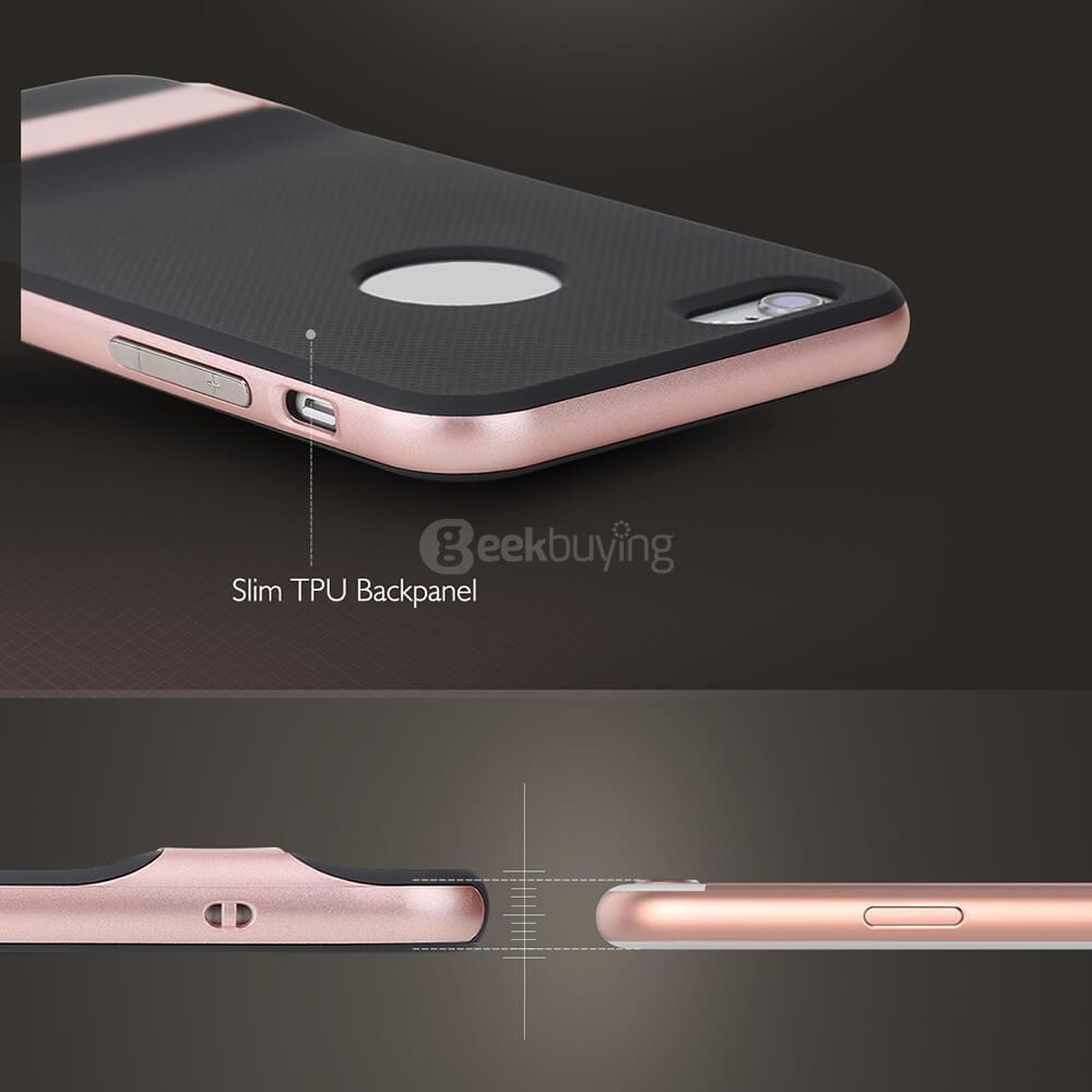 ROCK Royce Series Phones Protective Shell TPU Back Cover Anti-scratch Phone Case PC Edge With Kickstand For iPhone 6 / 6S - Rose Gold