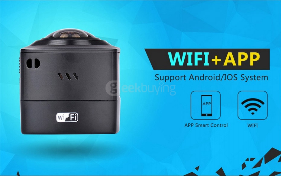 AMKOV AMK100S 360 Degrees Panoramic Camera Mini VR Camera 1440P 30fps 8.0MP CMOS Sports Camera