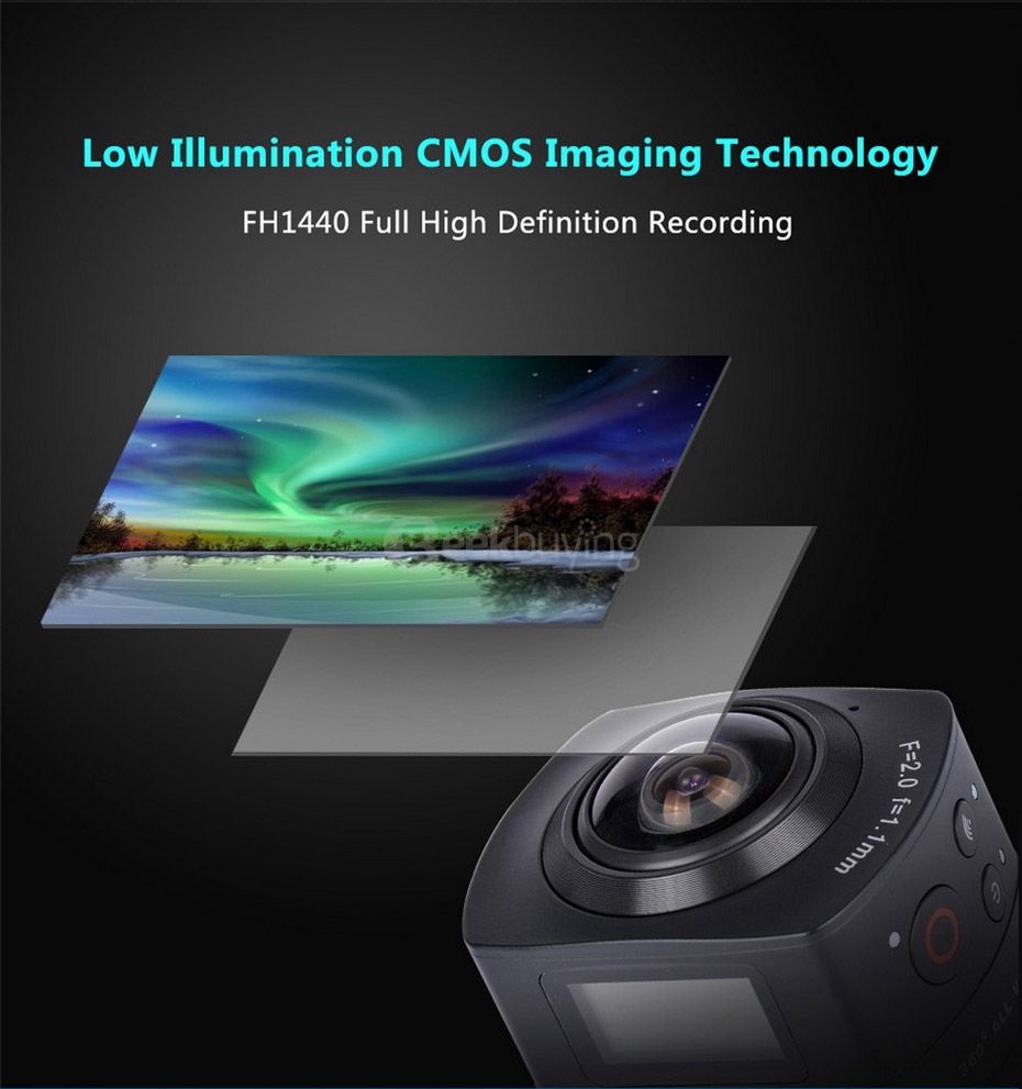 AMKOV AMK100S 360 Degrees Panoramic Camera Mini VR Camera 1440P 30fps 8.0MP CMOS Sports Camera