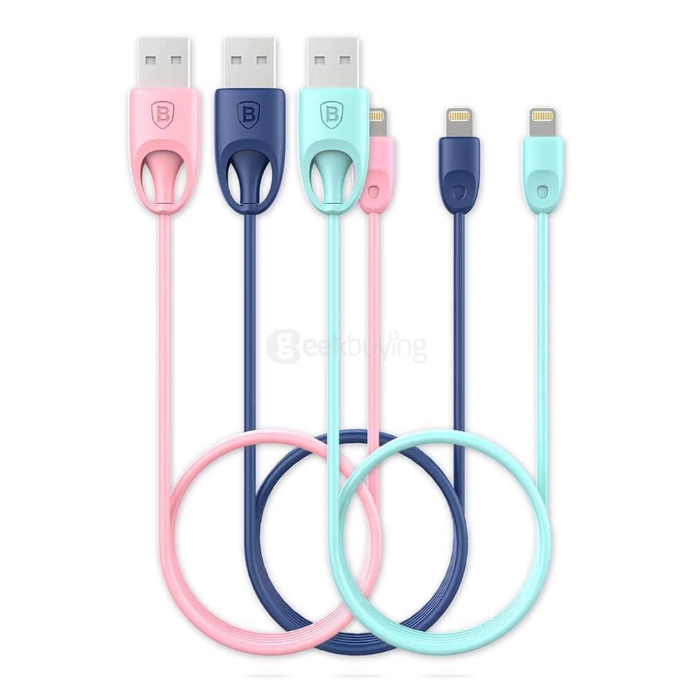 Baseus 1 Meter TPU Rainbow Apple MFi Certification Cable Lightning Compatible Cable Fast Charge And Transfer Cable - Pink