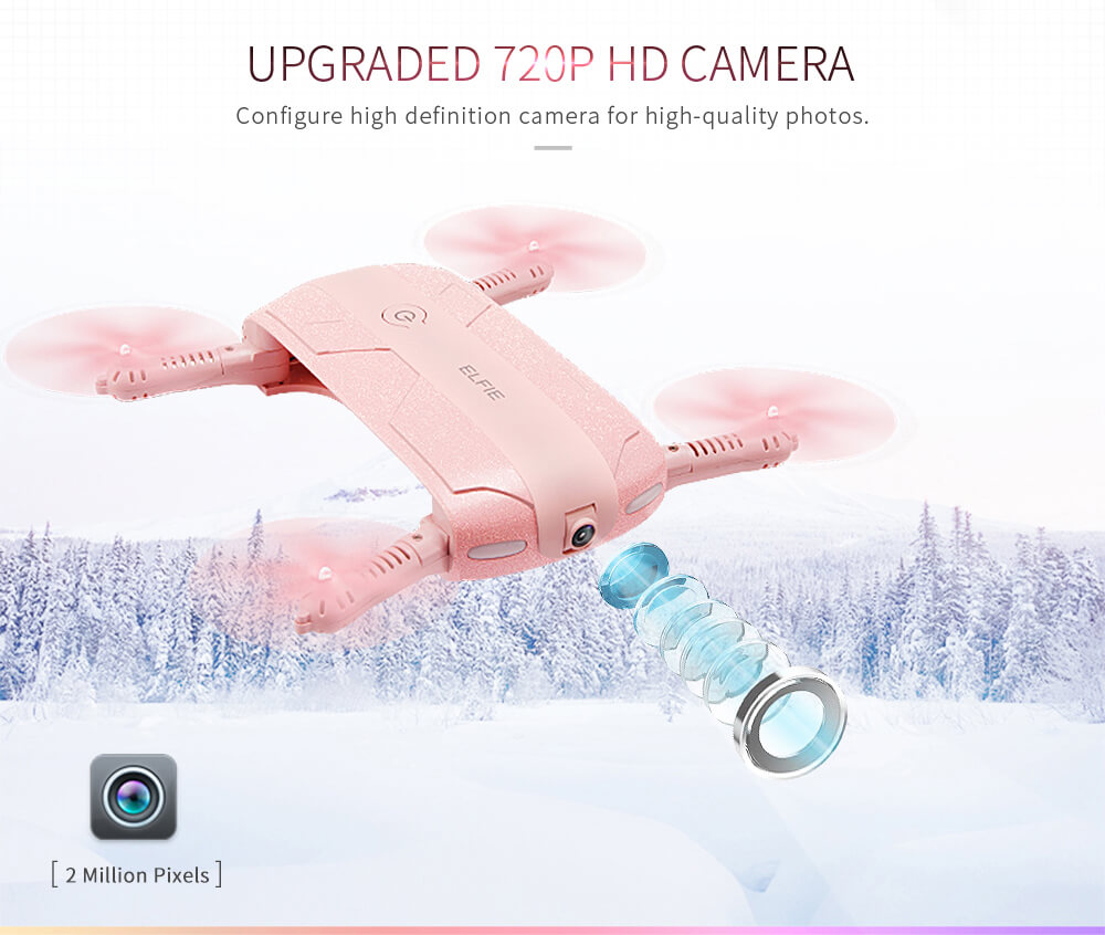 JJRC H37 ELFIE LOVE Foldable Arm WIFI FPV 720P HD Camera Altitude Hold Mode RC Quadcopter - Pink