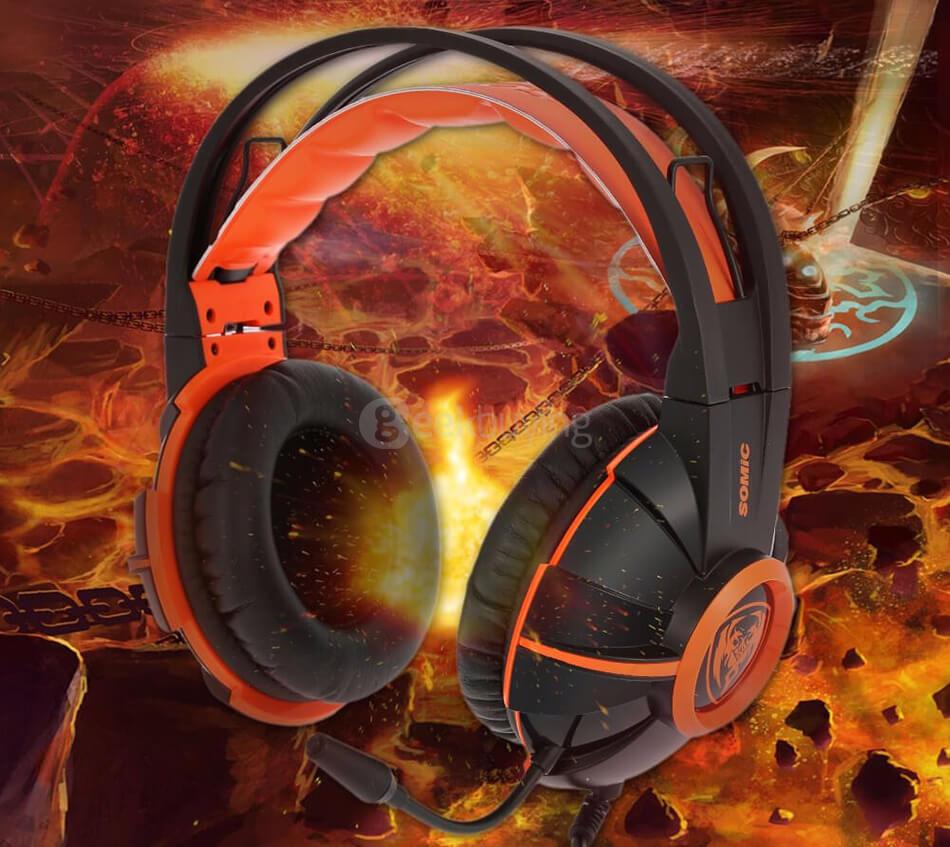 Somic G905 Stereo Gaming Headphone with Mic for PC Smartphones Portable Media Devices - Orange