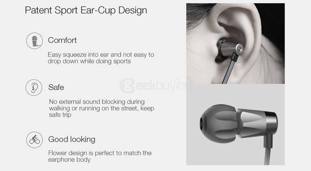 GGMM EJ401 Alauda Three-key Control Dynamic Stereo In-ear Earphones - Gray