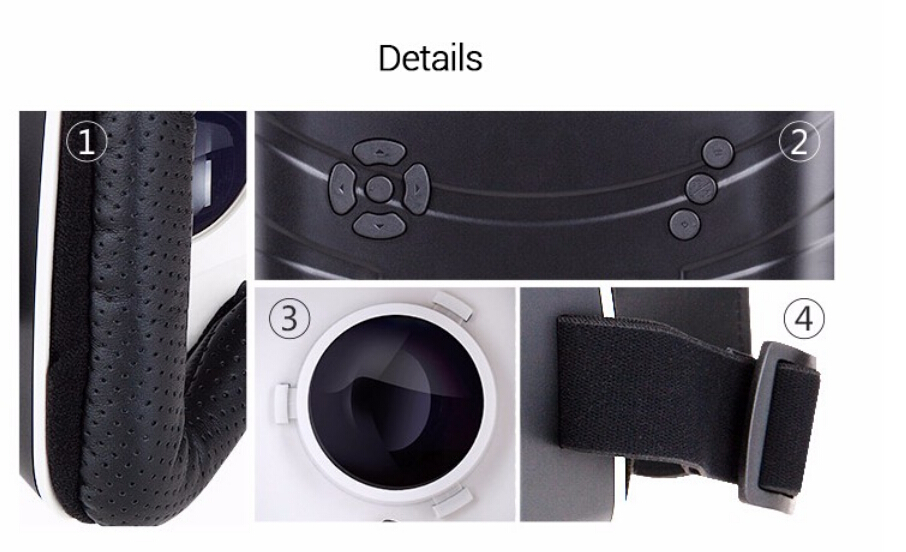 VF9 A33 ARM Cortex A7 Quad Core Android 5.1 2G/8G Dual OLED All In One VR Virtual Reality Headset WIFI Bluetooth FOV80 - White