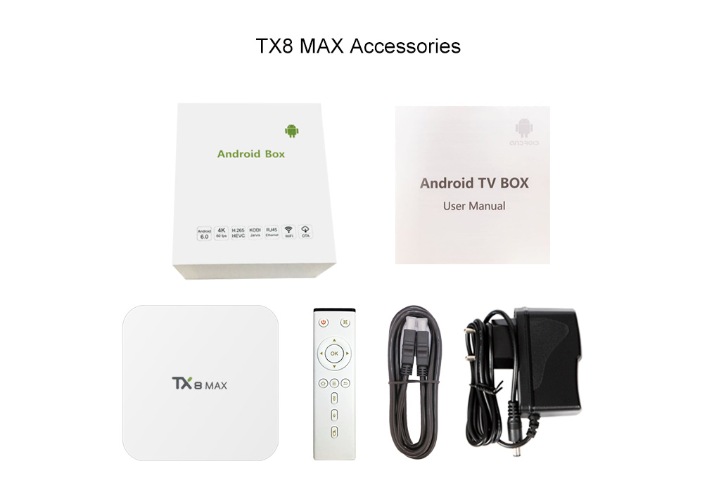 Bundle Tanix TX8 MAX Android 6.0 Marshmallow Amlogic S912 TV BOX + Rii i8+ 2.4G Wireless Israel Hebrew Language Keyboard White