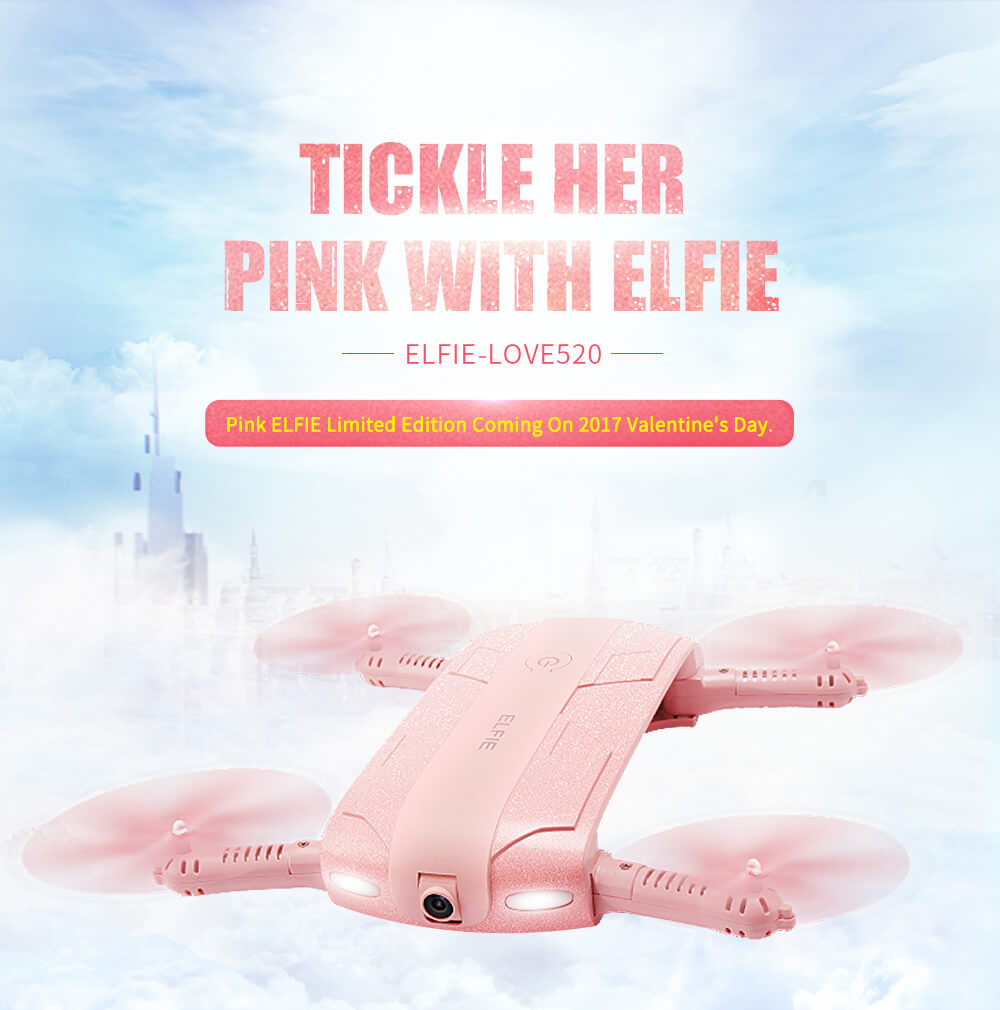 JJRC H37 ELFIE LOVE Foldable Arm WIFI FPV 720P HD Camera Altitude Hold Mode RC Quadcopter - Pink