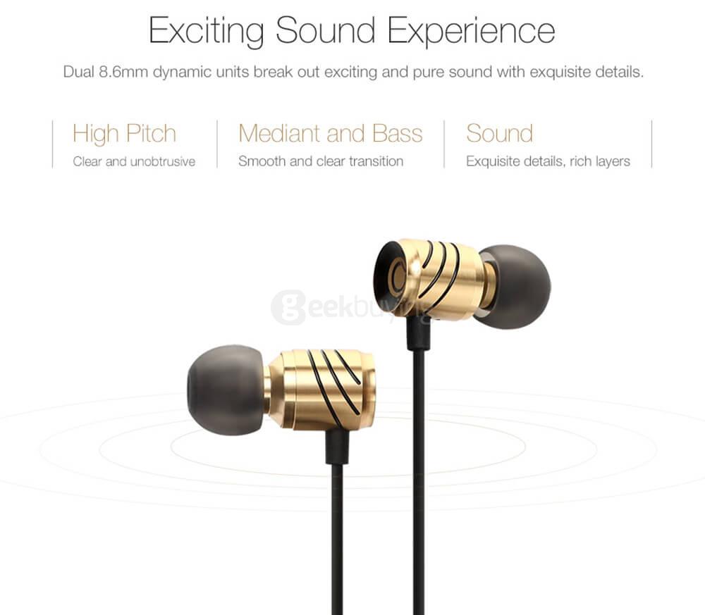GGMM C800 3.5MM Stereo HiFi Music Earphones Headphones - Gray and Red