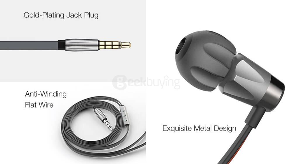 GGMM EJ401 Alauda Three-key Control Dynamic Stereo In-ear Earphones - Gray