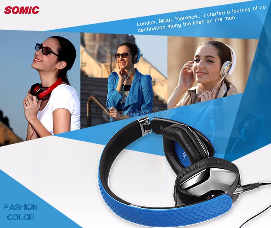 Somic M4 HiFi Super Bass Stereo Music Headphone - Red