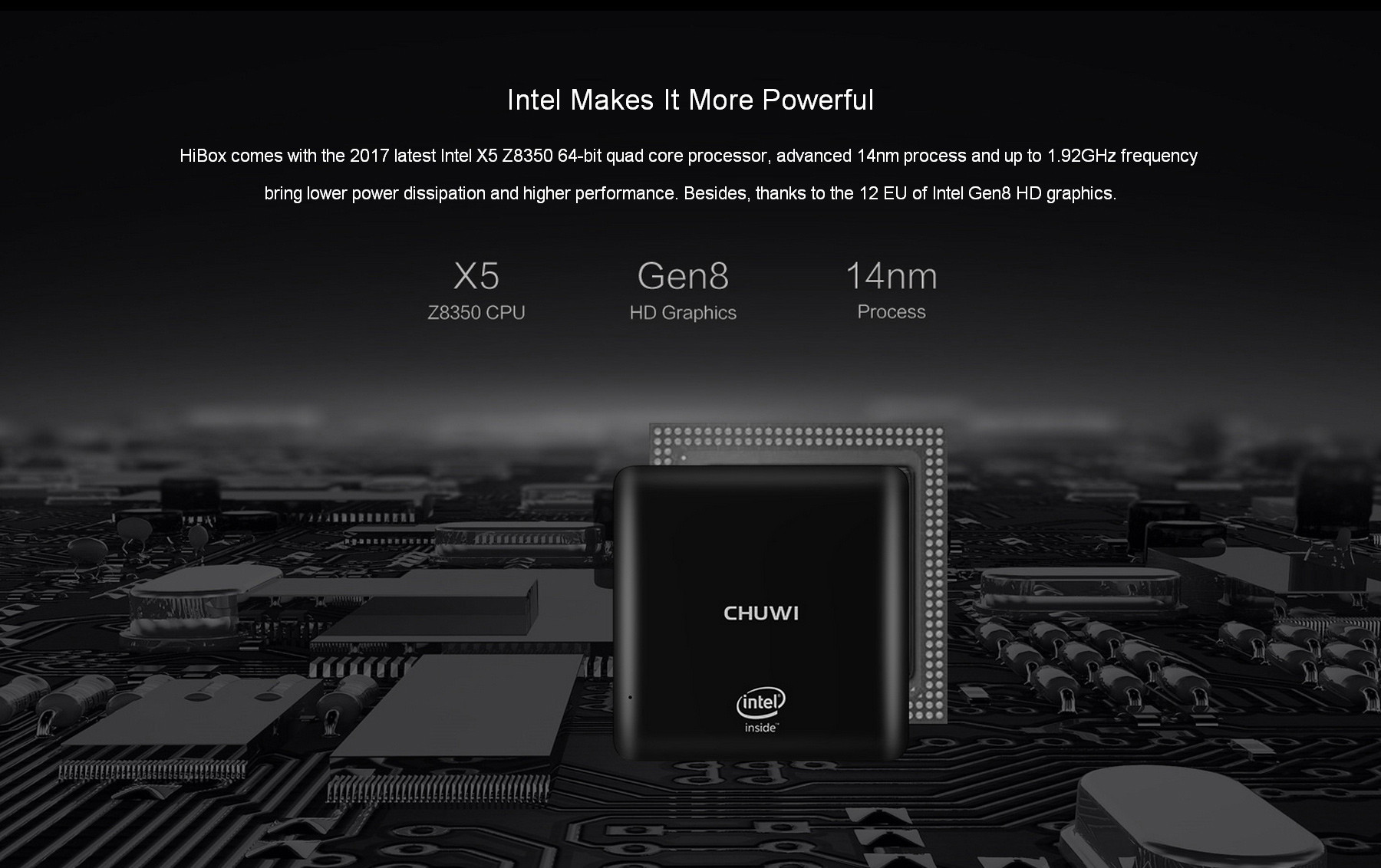 CHUWI HiBox Dual OS Mini PC Android 5.1 Window 10 64 Bit Intel Z8350 Quad Core 4G/64G AC WIFI Gigabit LAN H.265