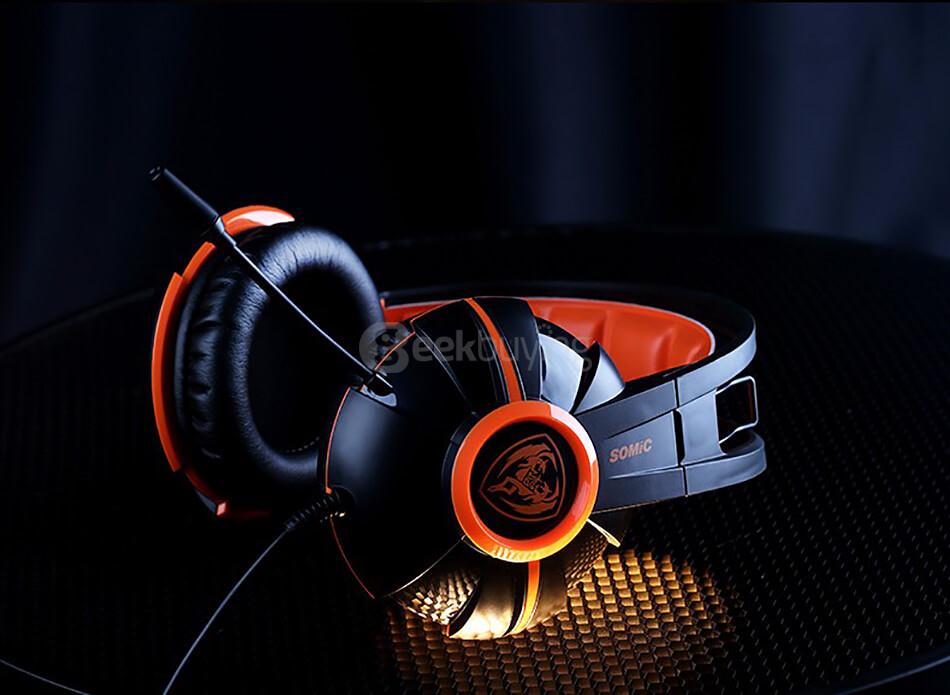 Somic G905 Stereo Gaming Headphone with Mic for PC Smartphones Portable Media Devices - Orange