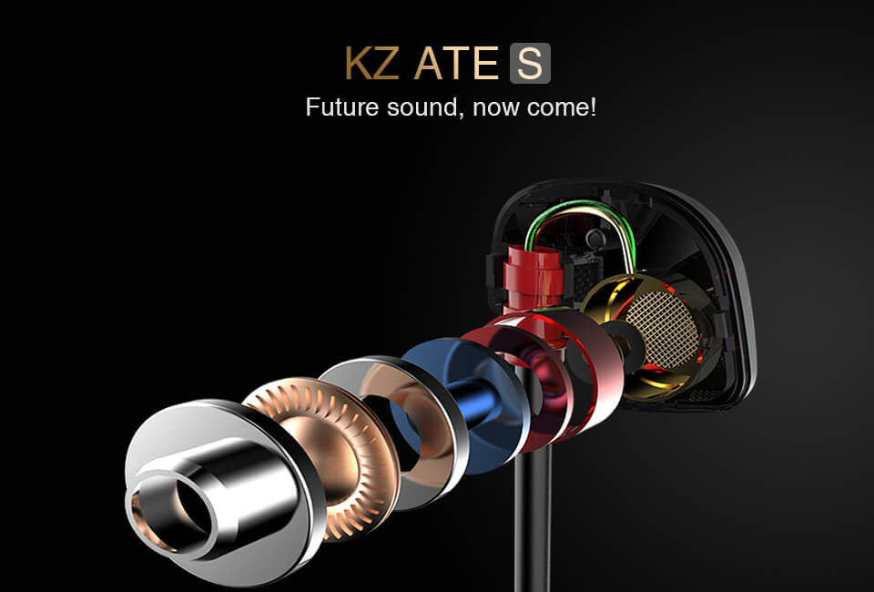 KZ ATE-S 3.5mm Jack HiFi In-ear Earphones Sport Earbuds - Black
