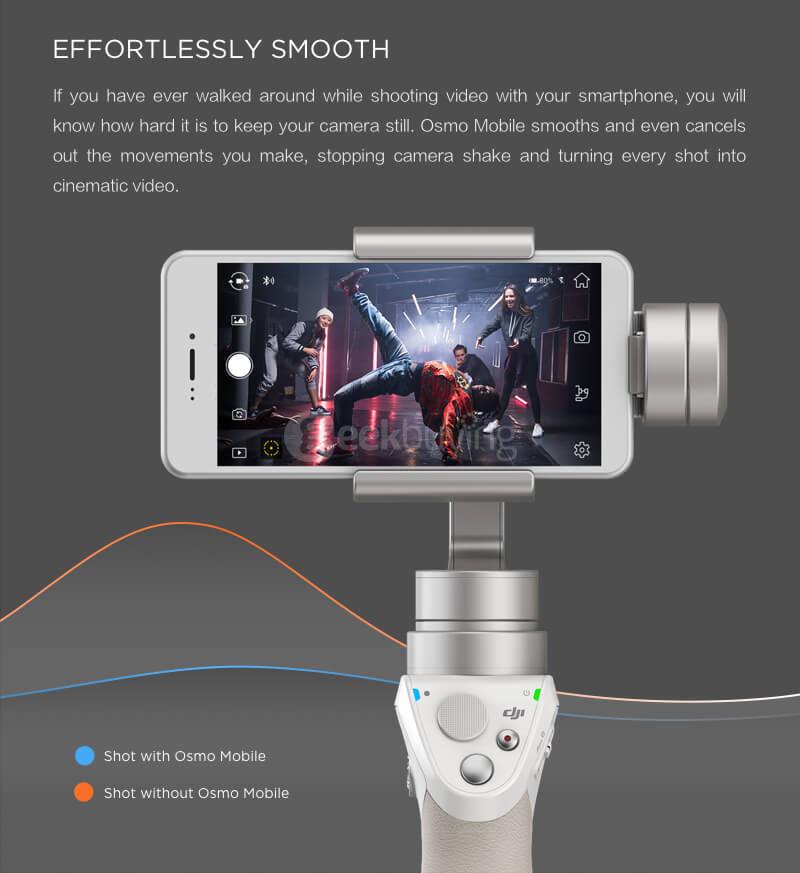 DJI Osmo Mobile Silver 3-Axis Brushless Handle Gimbal Stabilizer for Smartphones - White