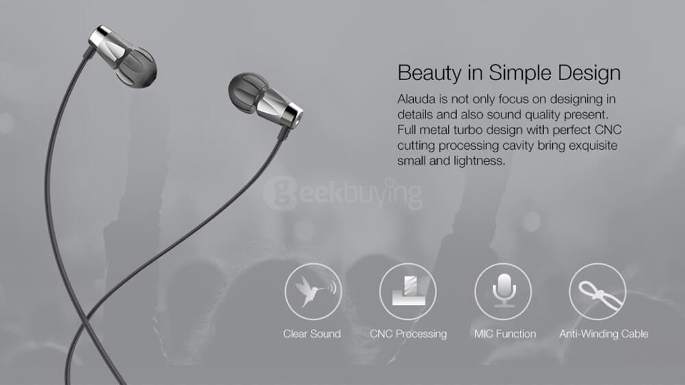 GGMM EJ401 Alauda Three-key Control Dynamic Stereo In-ear Earphones - Gray