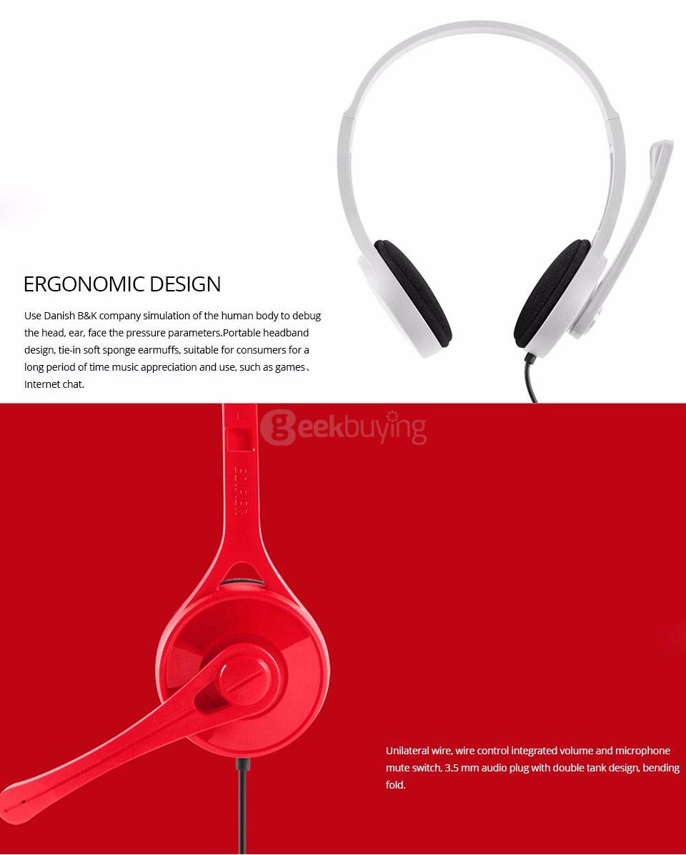EDIFIER K550 Headset Gaming Headphones Noise Canceling With Mic High Quality Stereo Music for Computer Mobile Phone - Black