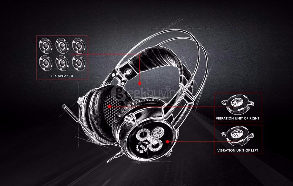 Somic E95X 7.1 Vibration Gaming Headphone 5.2 Audio Encoding Multi Channel LED Super Bass Stereo Headset with Mic -Black