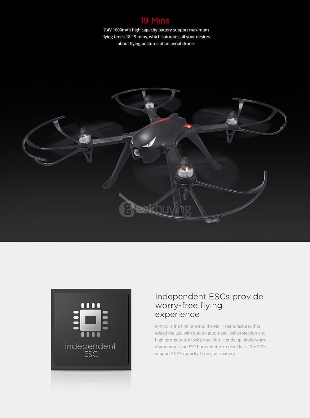 MJX Bugs 3 Brushless Independent ESC 1800mAh Battery 3D Roll Gopro 3 Gopro 4 Compatible RC Quadcopter RTF - Red