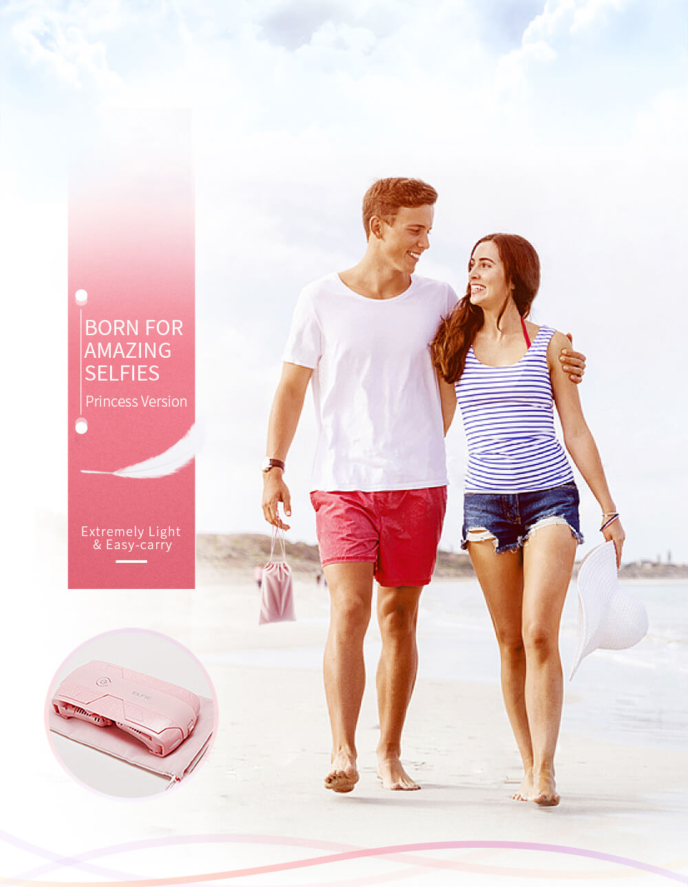 JJRC H37 ELFIE LOVE Foldable Arm WIFI FPV 720P HD Camera Altitude Hold Mode RC Quadcopter - Pink