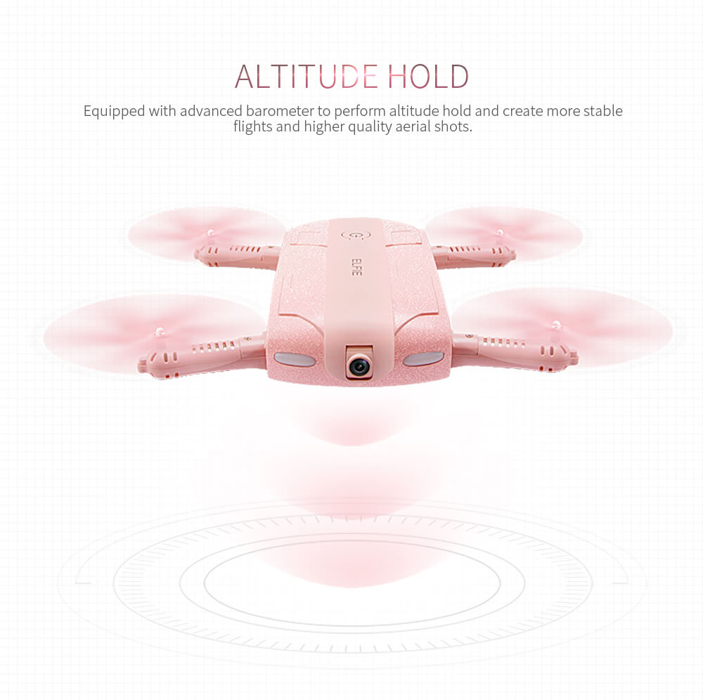 JJRC H37 ELFIE LOVE Foldable Arm WIFI FPV 720P HD Camera Altitude Hold Mode RC Quadcopter - Pink