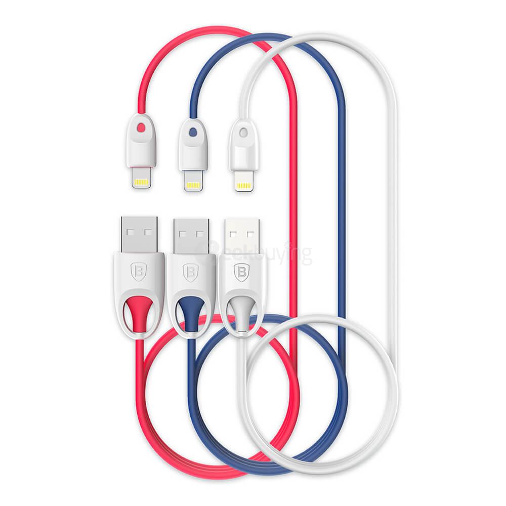 Baseus 1 Meter PC Rainbow Apple MFi Certification Cable Lightning Compatible Cable Fast Charge And Transfer Cable - White