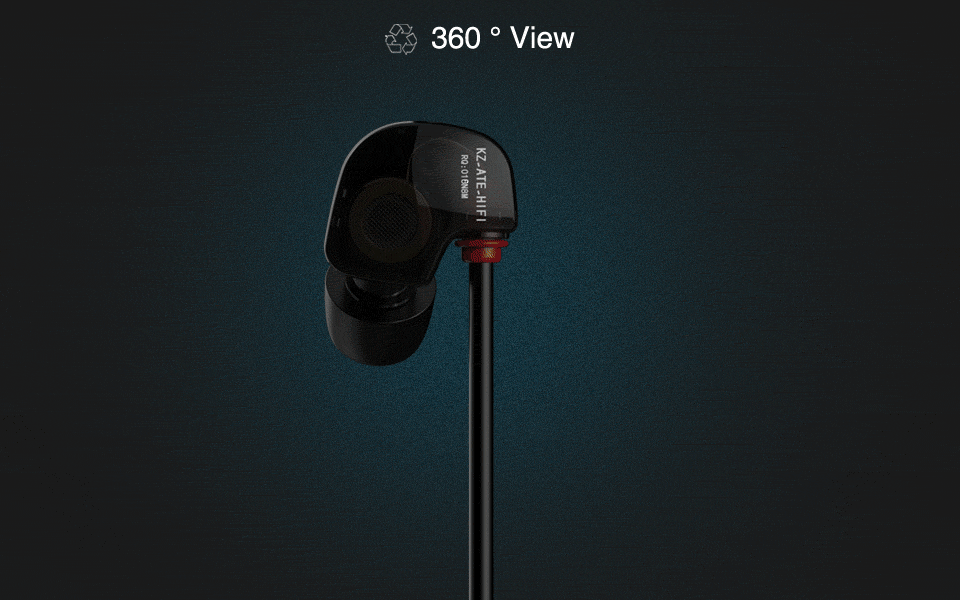 KZ ATE-S 3.5mm Jack HiFi In-ear Earphones Sport Earbuds - Black