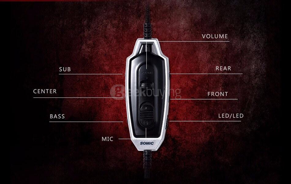Somic E95X 7.1 Vibration Gaming Headphone 5.2 Audio Encoding Multi Channel LED Super Bass Stereo Headset with Mic -Black