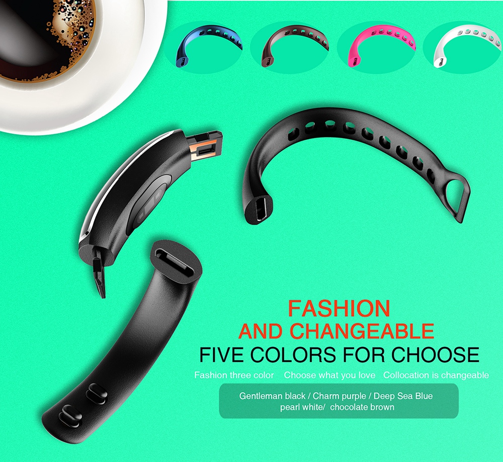 LYNWO M4 Health Smart Bracelet Dynamic Heart Rate Blood Pressure Monitor Sleep Tracker Call SMS APP Noification Reminder Bluetooth Wristband - Black