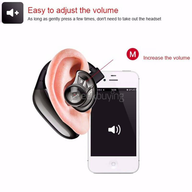 Aminy UFO Bluetooth V4.0 Hands Free Earphone Headphone with Mic for Tablet PC Smartphones - Blue