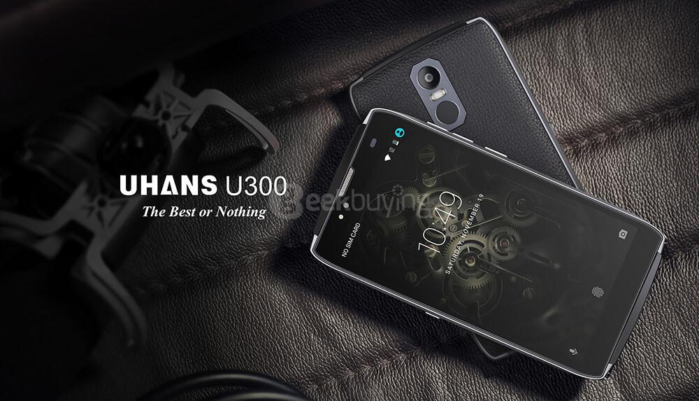 UHANS U300 5.5 Inch FHD Screen Smartphone Android 6.0 MT6750T Octa Core 1.5GHz 4GB RAM 32GB ROM 64-Bit Touch ID 13.0MP Camera 4750mAh Battery - Black