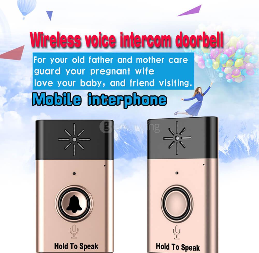 H6-1 Wireless Voice Intercom LED Doorbell - Gold