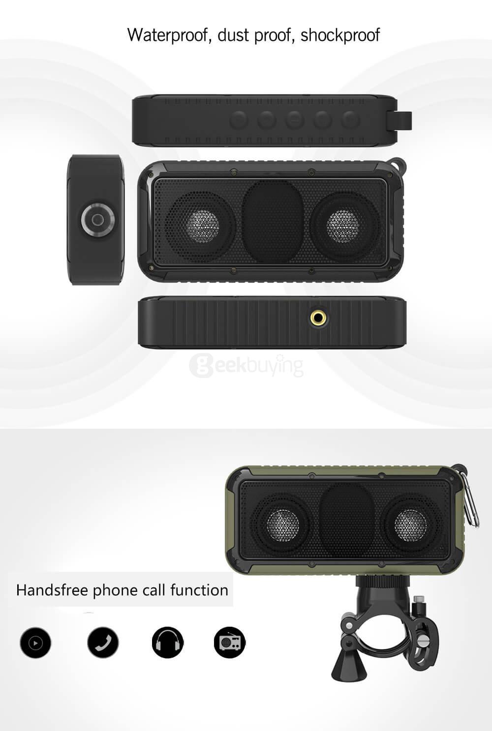 New Bee NB-S1 LED Bluetooth 4.0 IP66 Waterproof Wireless Led Speaker - Green