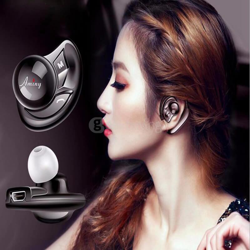 Aminy UFO Bluetooth V4.0 Hands Free Earphone Headphone with Mic for Tablet PC Smartphones - Blue