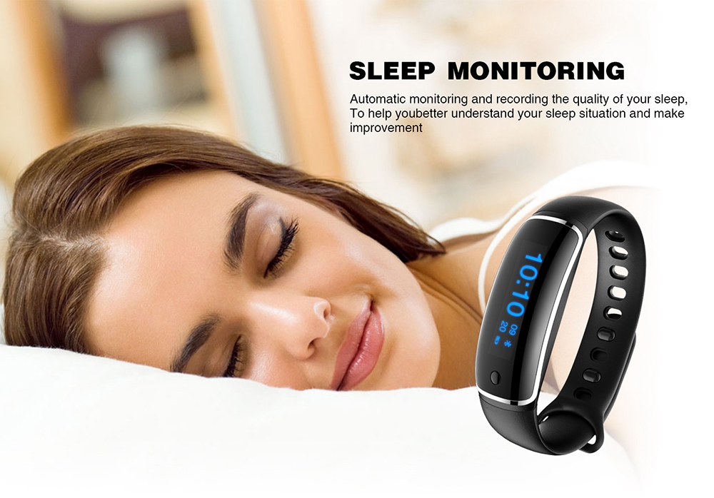 LYNWO M4 Health Smart Bracelet Dynamic Heart Rate Blood Pressure Monitor Sleep Tracker Call SMS APP Noification Reminder Bluetooth Wristband - Black